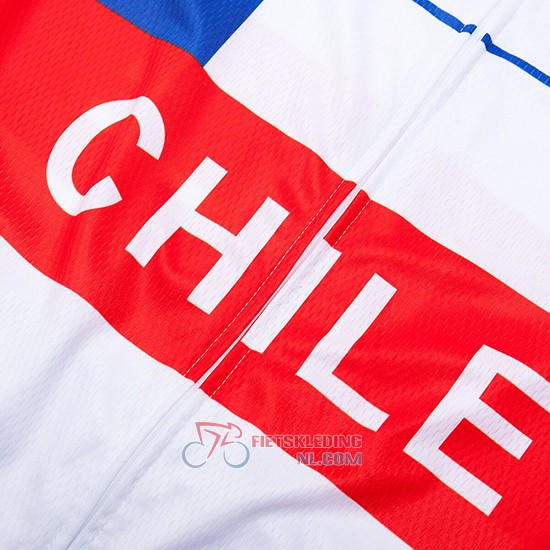 Chile Fietsshirt Met Korte Mouwen 2019 en Korte Koersbroek Wit Rood
